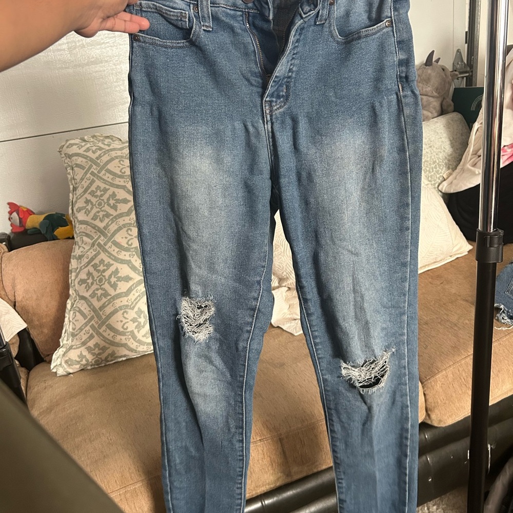 RSQ Women's Blue Distressed Boyfriend Jeans